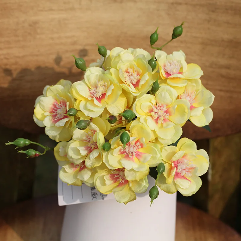 

3pcs/lot 7Heads Rose Faux Flower Bouquet Silk Flowers Decoration Home Fake Flowers Wall Wedding Decoration Background DIY Wreath