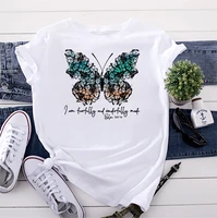 summer cotton women t shirt 5xl butterfly print short sleeve graphic tee tops casual o neck female ts