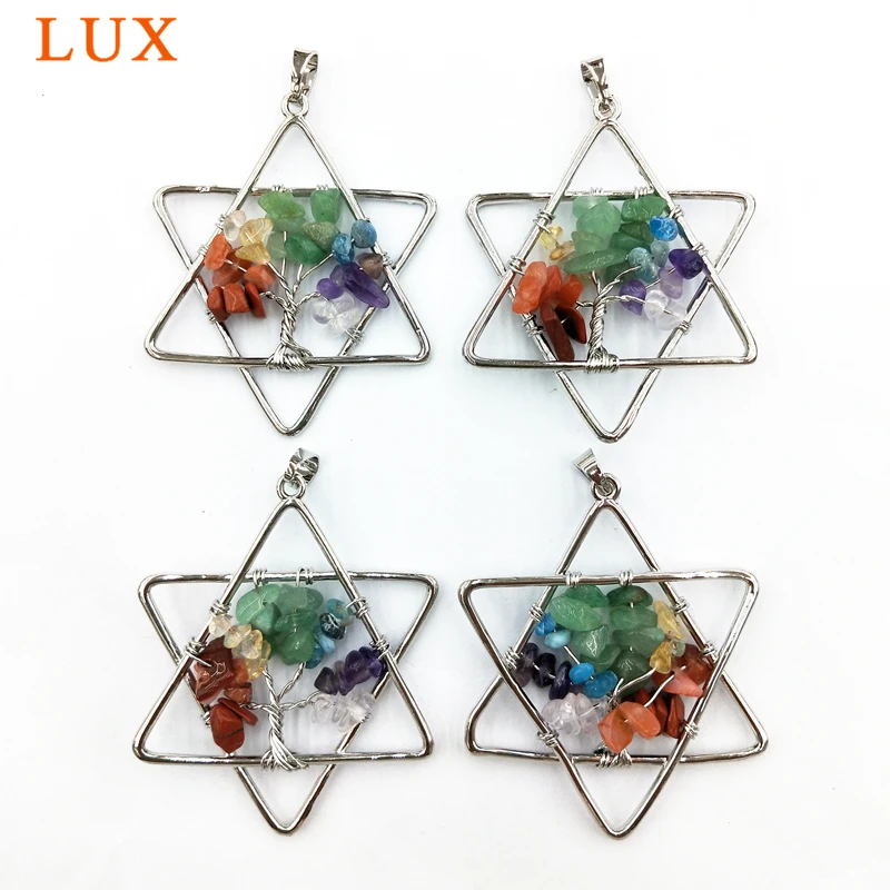 Роскошное ювелирное Дерево жизни проволока обернутый кулон Звезда Давида