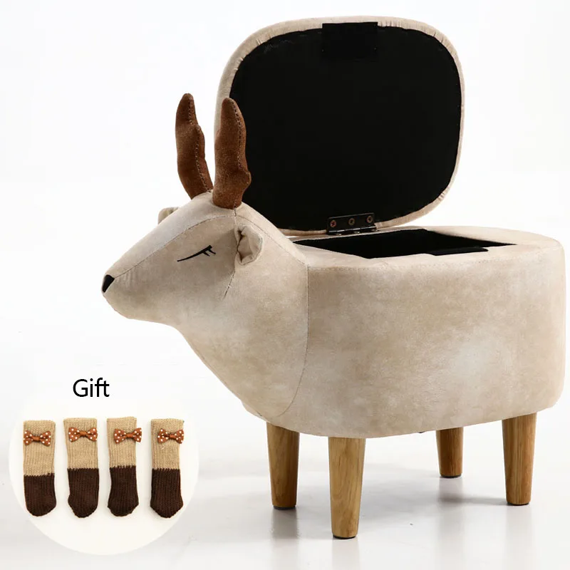 

Creative Shoe Stool Upholstered Living Room Low Sofa Stool Shoe Stool Simple Solid Wood Foot Children's Storage Storage Stool FB