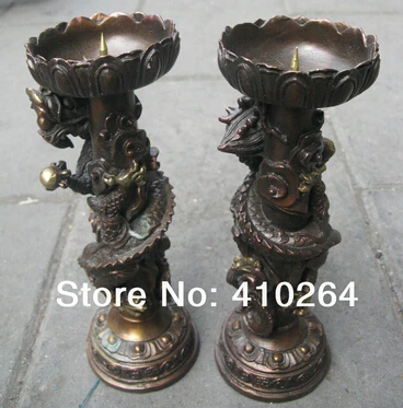 Бесплатная доставка Пара подсвечников с драконом Бронзовая статуя 26 см| |