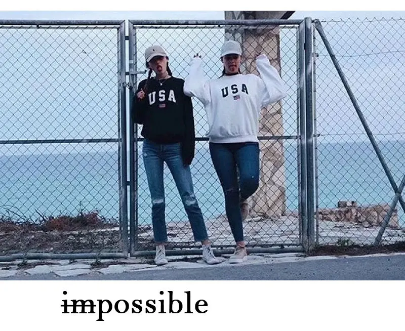 

USA Letter Print Hoodies Womens Sweatshirt Autumn Winter Casual Loose Long Sleeve Oversized Harajuku Femme Pullover Tops Coat