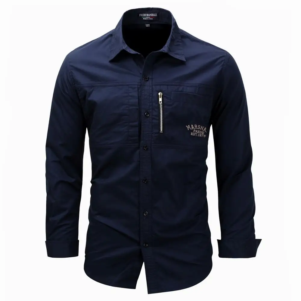 2021 новый мужской Slim Fit рубашки Masculina бизнес с длинным рукавом в стиле милитари