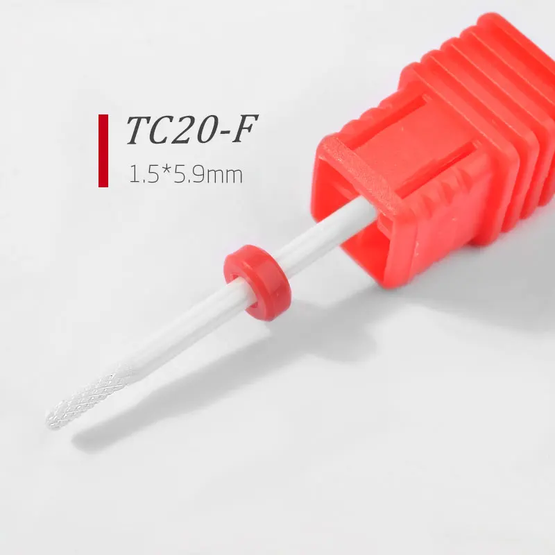 TC20-F 1 шт. керамические 3/3" сверла для дизайна ногтей 23 Типа Фрезы для маникюра, пилка для электрического устройства, аксессуары для станка, инструмент для снятия заусенцев - Цвет: TC20-F