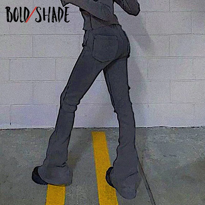 

Bold Shade Grunge Fashion Streewear Pants Solid Low Waist Skinny Thread Trousers for Women y2k Vintage Style Straight Pants 2021