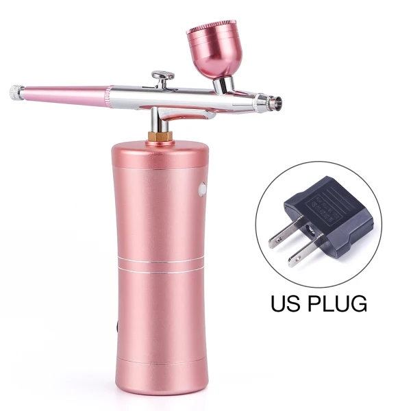 US Plug Комплект аэрографа двойного действия, компрессор, портативная воздушная кисть, Краскораспылитель для дизайна ногтей, тату-торт с адаптером EU - Цвет: US Plug