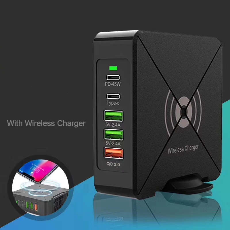 AIXXCO Quick Charge 3,0 USB зарядное устройство type C 18 Вт QC 3,0 зарядное устройство для samsung s10 45 Вт PD 3,0 быстрое зарядное устройство для iPhone - Тип штекера: x8 wireless