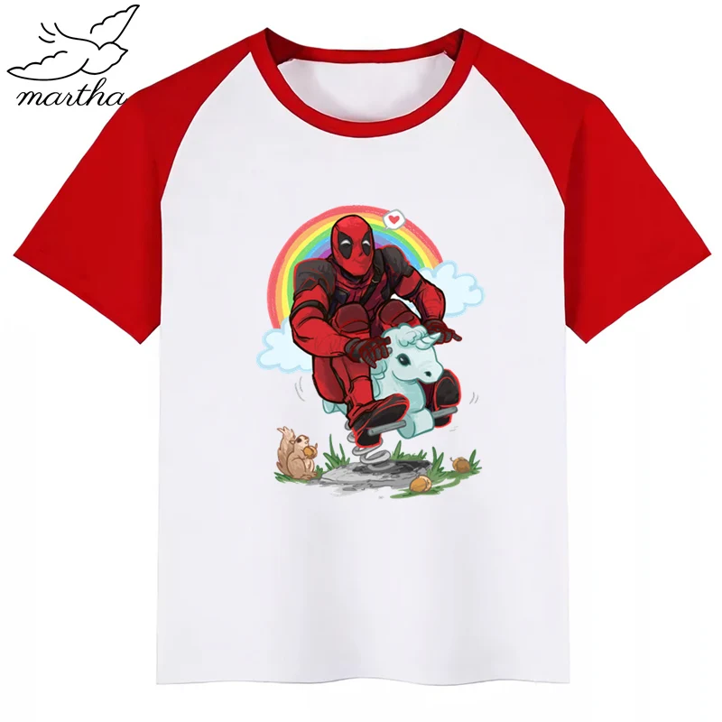 Футболка с принтом Dead Pool забавная одежда Детская летняя футболка модная детская