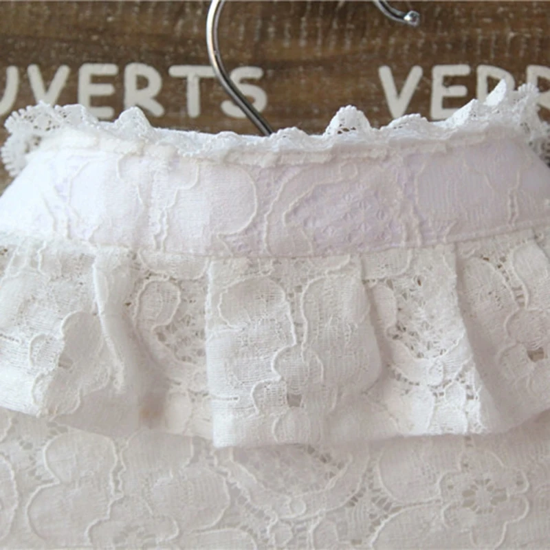 

Q1FA Women Pure Color Lace Detachable Lapel Choker Necklace Shirt Fake False Collar