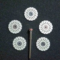 5pcs dental double sided diamond cutting disc 220 2mm for separating polishing ceramic crown plaster or jade with 1 mandrel