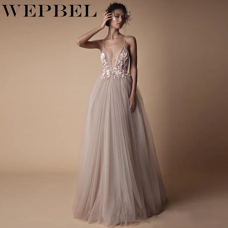 WEPBEL женские вечерние платья без рукавов с бретельками и открытой спиной