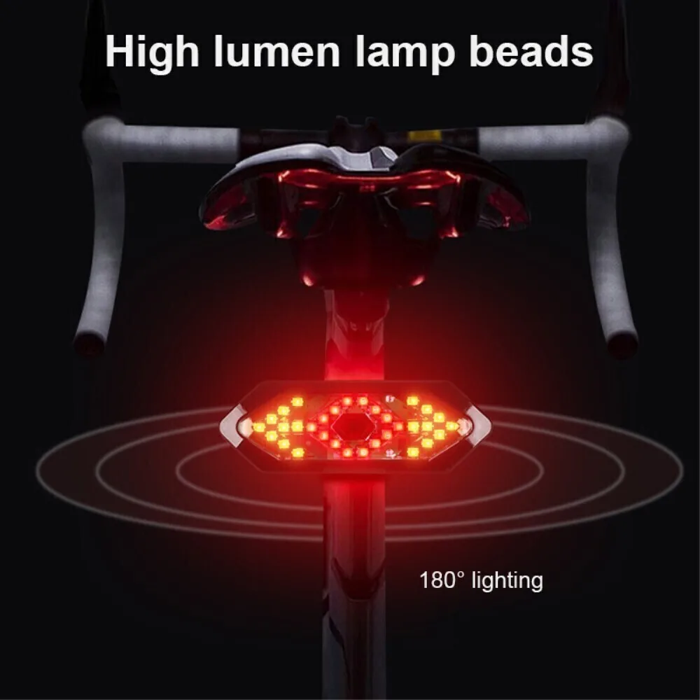 LED flashlight for bicycle with turn signals light and sound signal remote control lamp велопрогулки lighting a riding safety at night