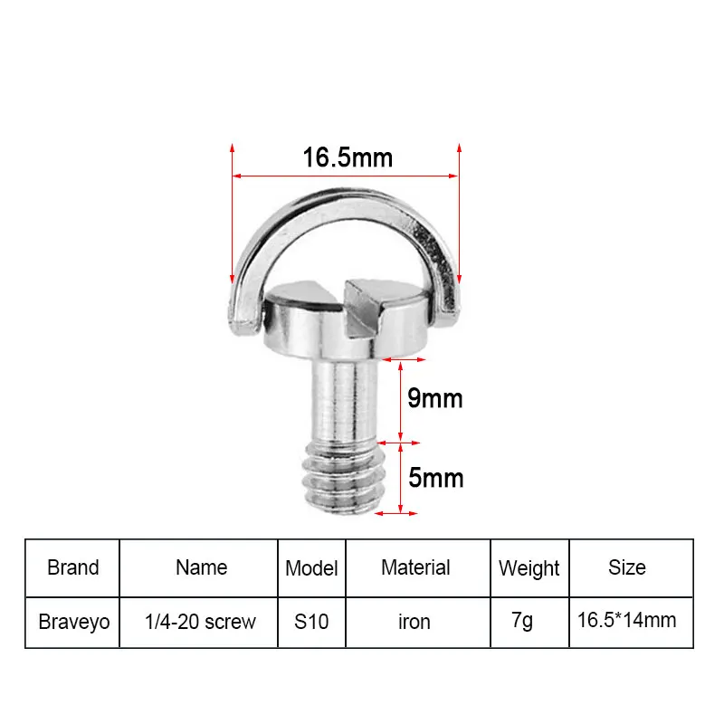 Description Picture 3 of item5PCS/lot 1/4 3/8 Inch Camera Plate Screw Quick Release Dslr Fixing Screw Universal Photography Accessories For Ballhead Tripod