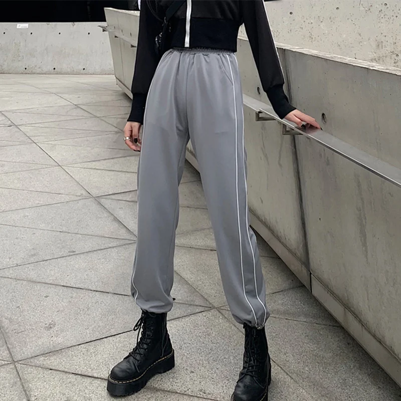 

Women Harajuku BF Style Sweatpants 2021 Summer Fashion Loose Hip Hop Sports Pants Elastic Waist Casual Jogger Trousers