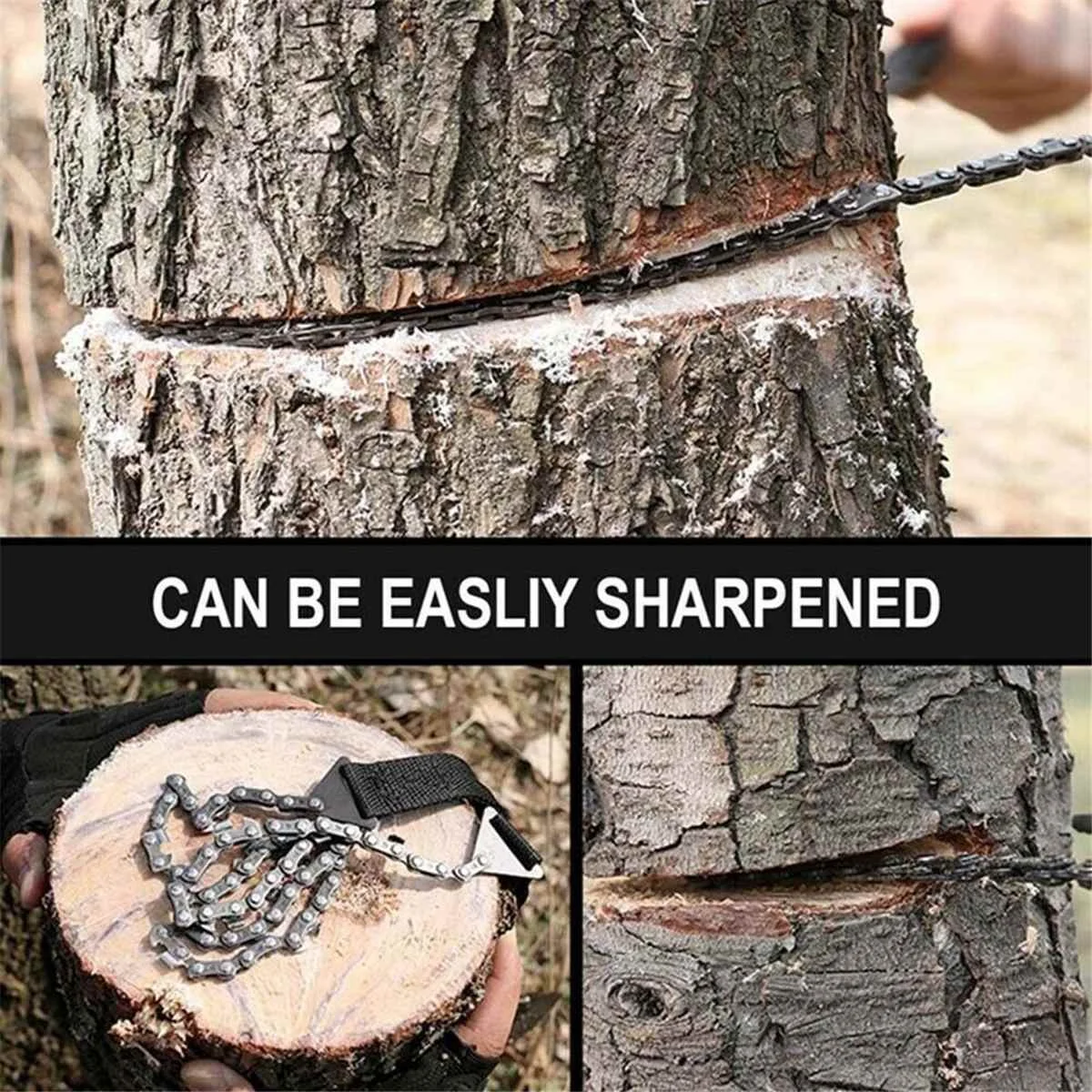 

48Inch Hand-Operated Chain Saw Portable Emergency Chainsaw Wire Saw String Wood Fast Cutting Tools Travel Camping Survival Tool