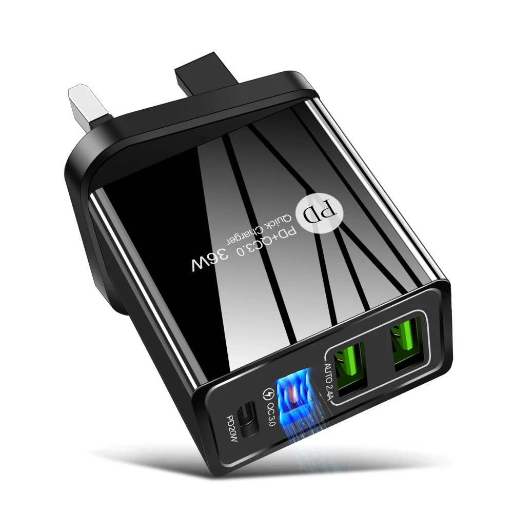EU/US/UK Plug USB Charger 20W PD Quick Charge 3.0 For iPhone 12 11 Type C 18W Fast Charger For Mobile Phone High Speed Charger 5v 3a usb c