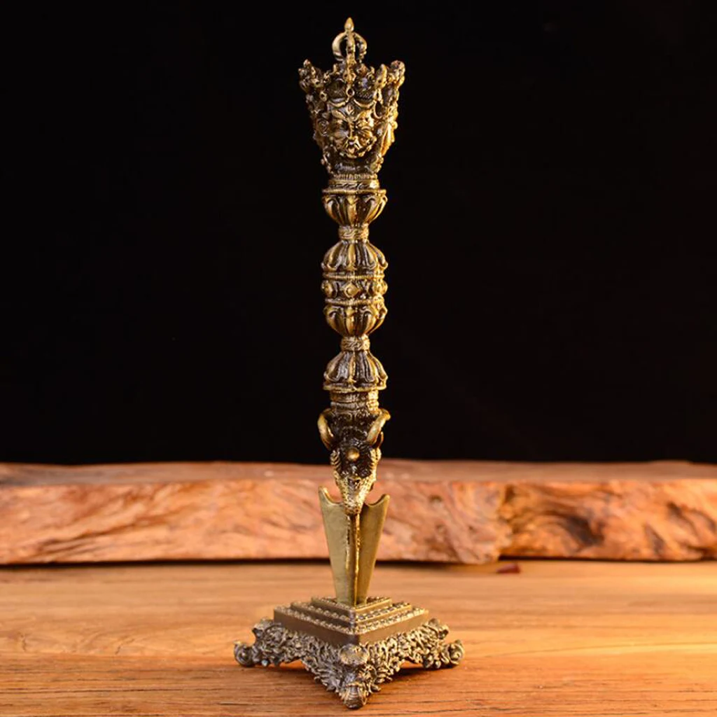 

Tibetan Buddhism Double Layers Buddhist Vajra Dorje Phurba With Base