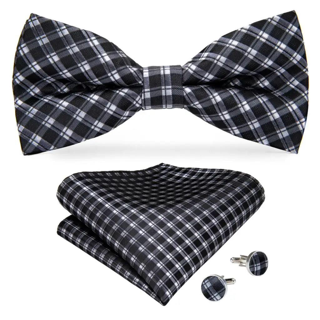 DiBanGu черный белый горошек бабочка шелк самостоятельно регулируемый галстук для