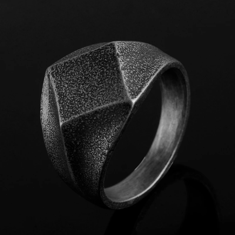 

Vintage Simple Geometric Ring Personality Stainless Steel Viking Men Jewelry Minimalist Accessories Gift Wholesale
