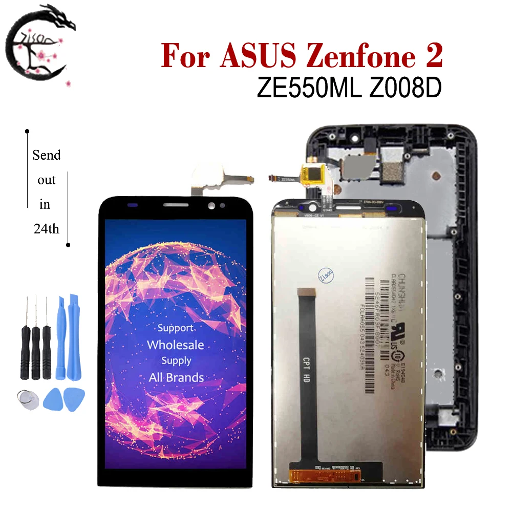 ЖК-дисплей 5,5 дюйма ZE550ML Z008D с рамкой для ASUS Zenfone 2, ЖК-дисплей, сенсорный датчик, дигитайзер в сборе, запчасти для дисплея ZE550ML