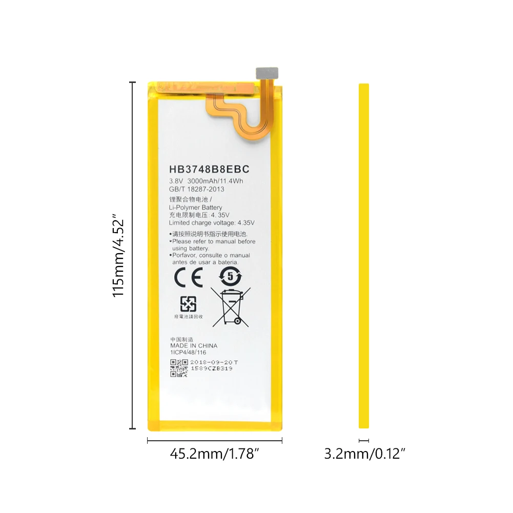 Аккумулятор HB3748B8EBC на 3000 мА · ч для телефона Huawei Ascend C199 C199S G7 G7-UL00 UL20 C199(Maimang 3) +