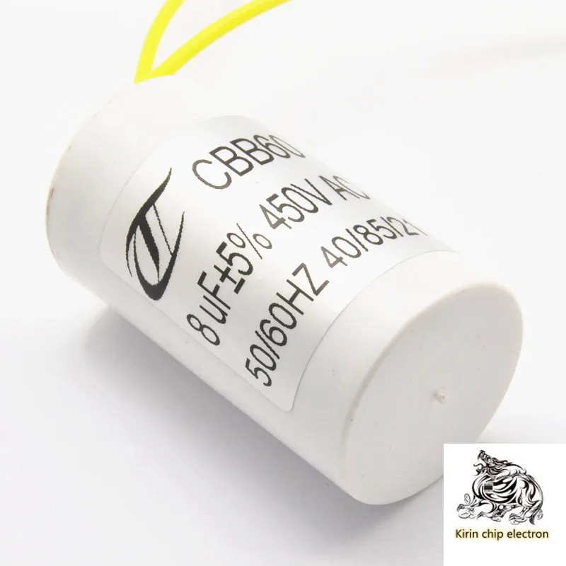 

10PCS/LOT CBB60 Washing machine capacitor 8UF 450V 5% motor start capacitor