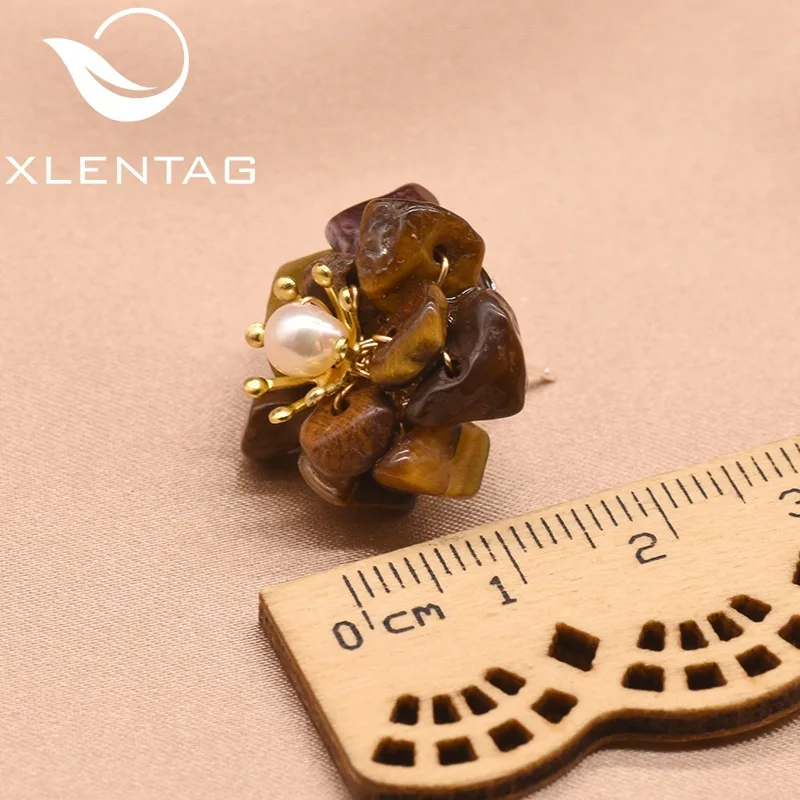 

Earrings women's natural stone Pearl Flower Earrings Korean temperament Japanese and Korean fresh