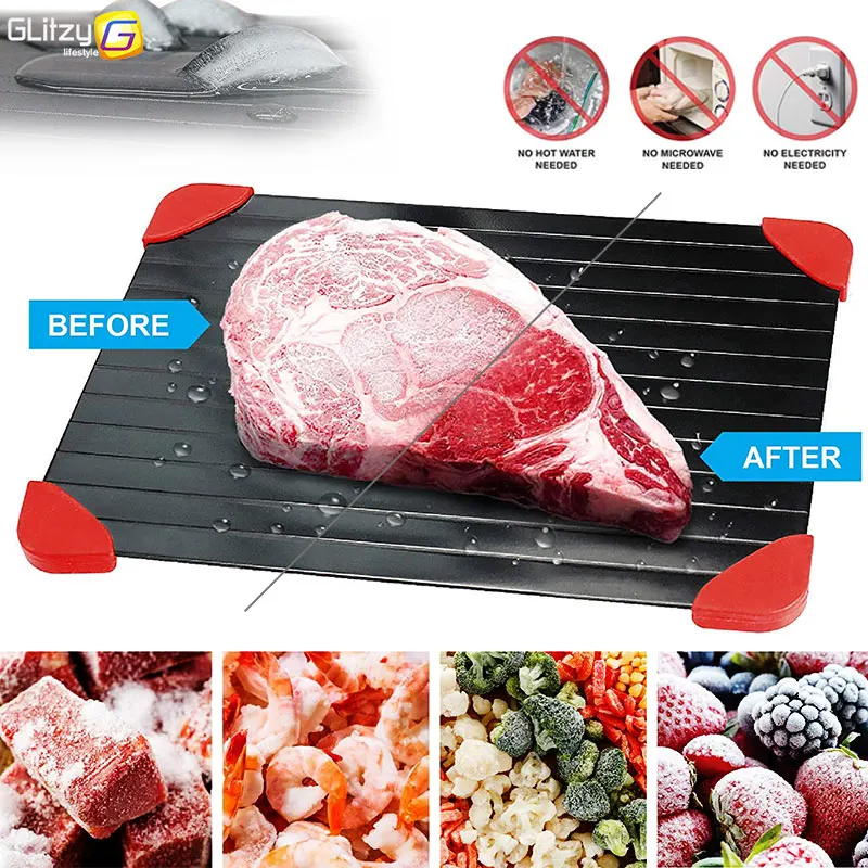 aliexpress.com - Fast Defrosting Tray Thaw Frozen Food Meat Fruit Quick Aluminum Alloy Steel Plate Board Defrost Kitchen Gadget Tool