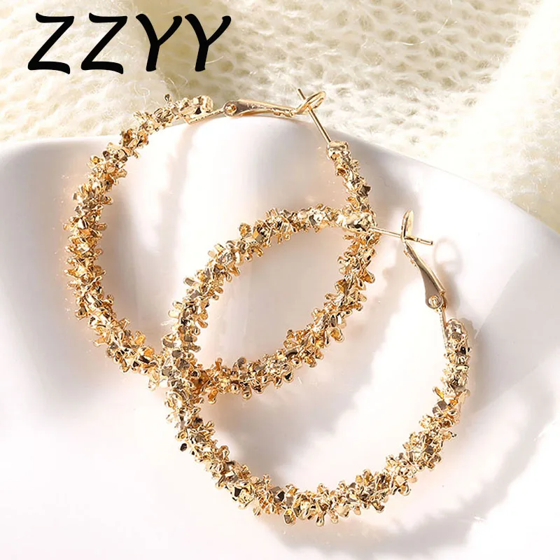 

ZZYY Round Hoop Earrings for Women Korean Fashion Statement Golden Punk Charm Kawaii Earrings Party Jewelry Y2k Accessories 2021