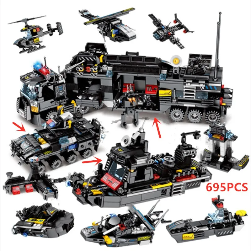 Игрушечные строительные блоки для мальчиков 695 шт. детей подарки 27 видов 8 в