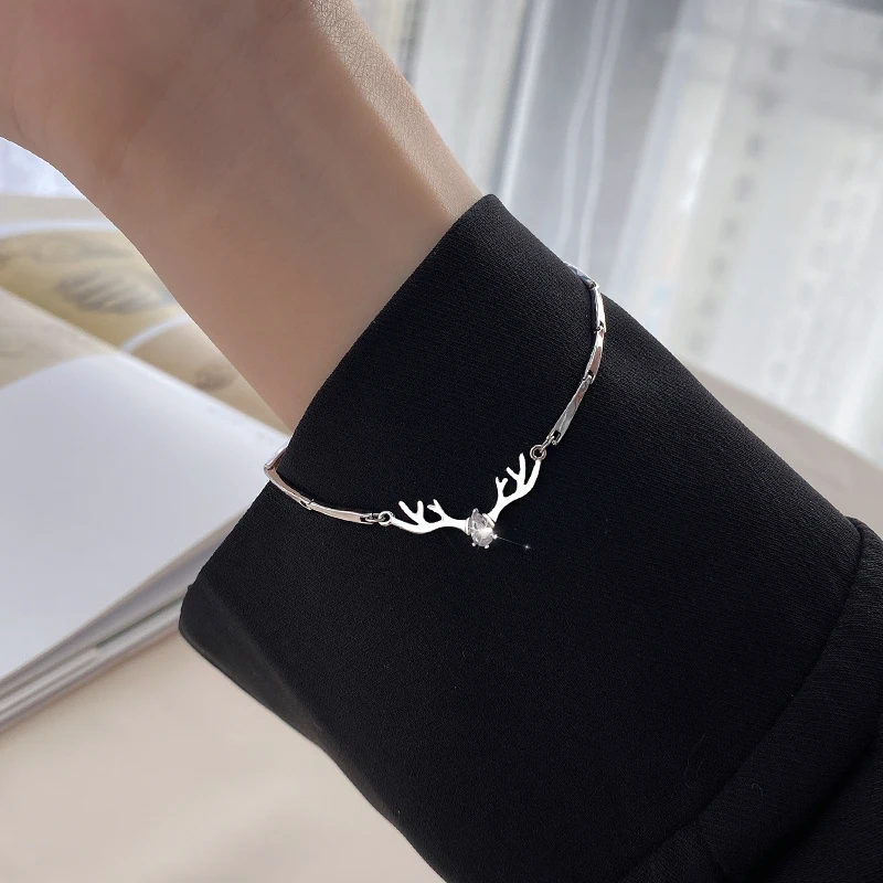 

yin ao 925 Sterling Silver a Deer Have Bracelet Female Valentine's Day Chinese Valentine's Day for a Girlfriend Cute Christmas