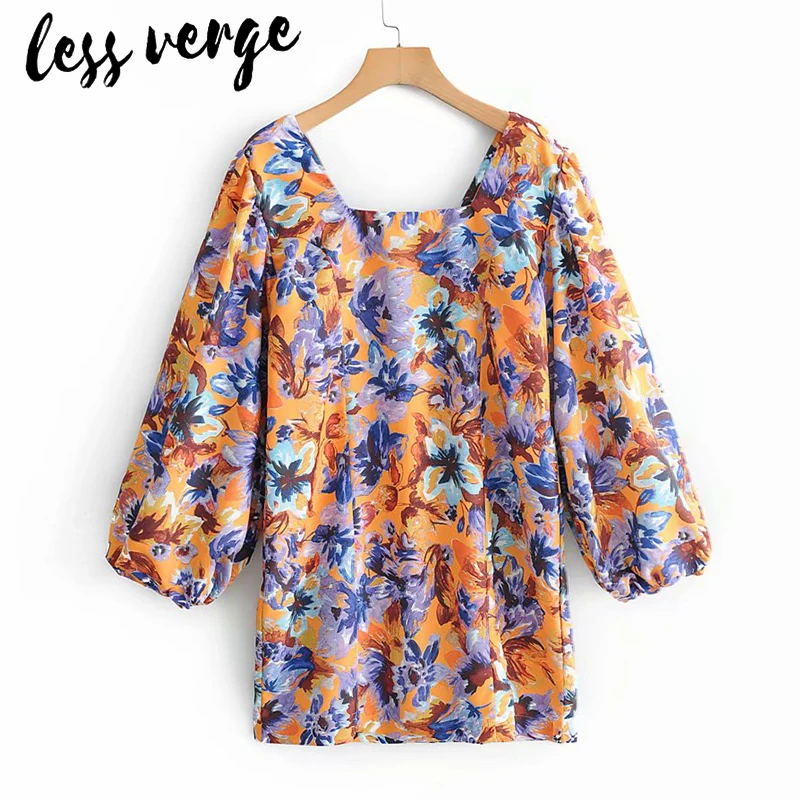 Lessverge повседневное короткое винтажное платье с цветочным принтом женские милые