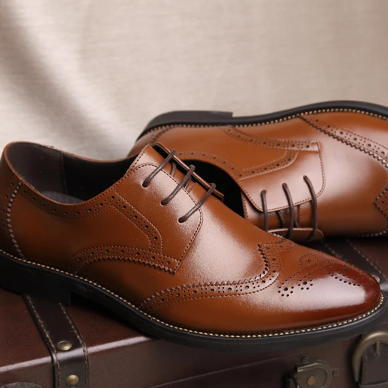 Мужские Винтажные туфли из натуральной кожи с квадратным носком на