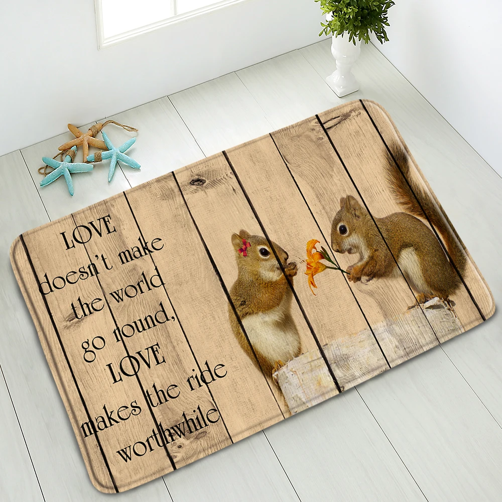 

Squirrel Animals Bath Mats Bathroom Non-Slip Carpets Living Room Bedroom Kitchen Doormats Water Absorption Foot Mats Washable