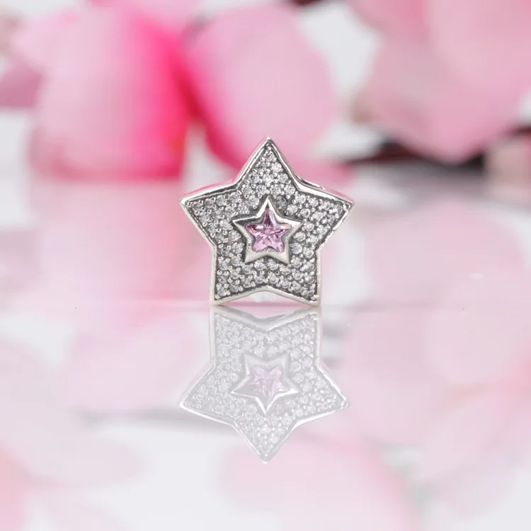 

DoDoFly Genuine S925 Sterling Silver Encrusted zircon five-pointed star beads Fit Original Bracelet Necklace DIY Jewelry