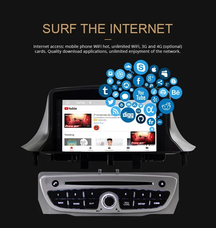 LJDA Android 9.0 Car DVD Player For Megane 3 Fluence 2009- Multimedia GPS Navigation WIFI 1 Din Car Radio Stereo 4G+64G DSP