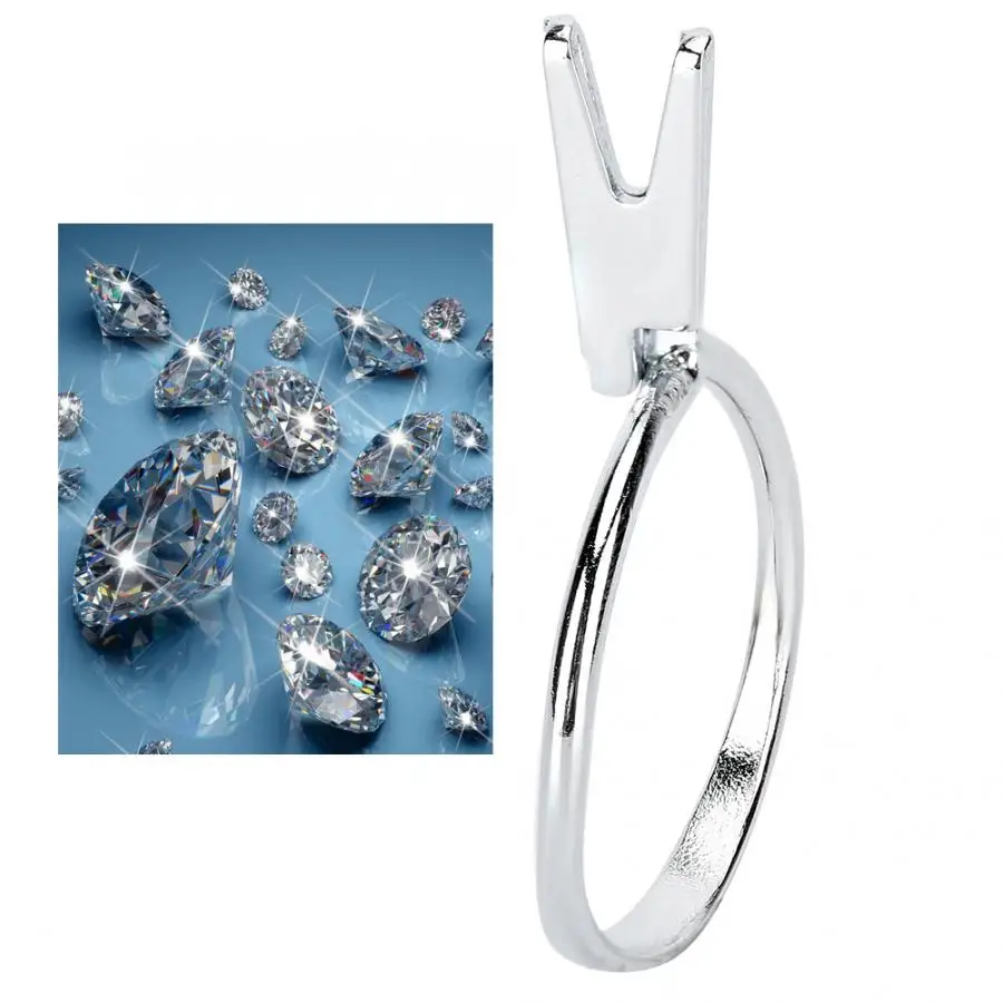 Металлический держатель для колец зажим с зубцами и кристаллами без покрытия