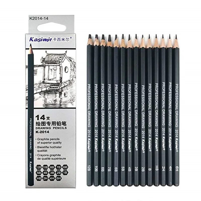 

14Pcs/Set Professional Art Drawing Pencil Set 12B-6H Wooden Sketch Pencil Sketching Charcoal Pencils Art Painting Supplies