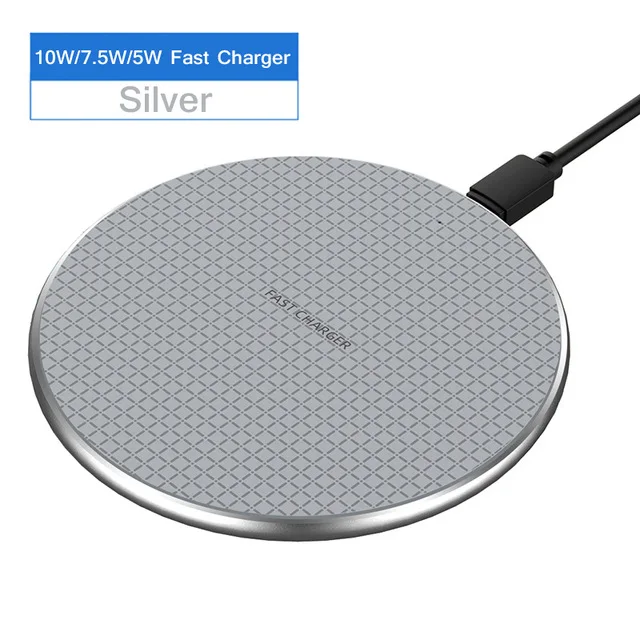 Silver 10 Вт Быстрое беспроводное зарядное устройство для iPhone 11 pro X/XS Max XR 8 Plus QI Беспроводное зарядное устройство зарядный приемник для samsung S8 S9 - Цвет: Silver