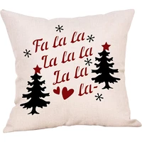 leaveland merry christmas throw pillow covers 18 x 18 inch linen outdoor pillowcase pillow case tree fa la rustic farmhouse