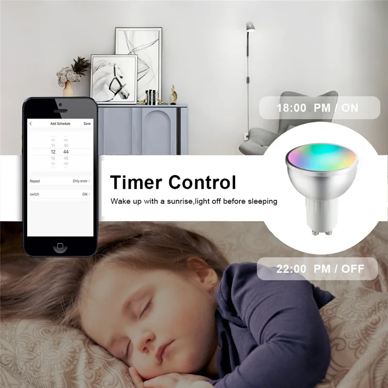 GU10 Tuya Smart WiFi светильник Точечный RGB + CW 5 Вт/Светодиодная панель с регулируемой