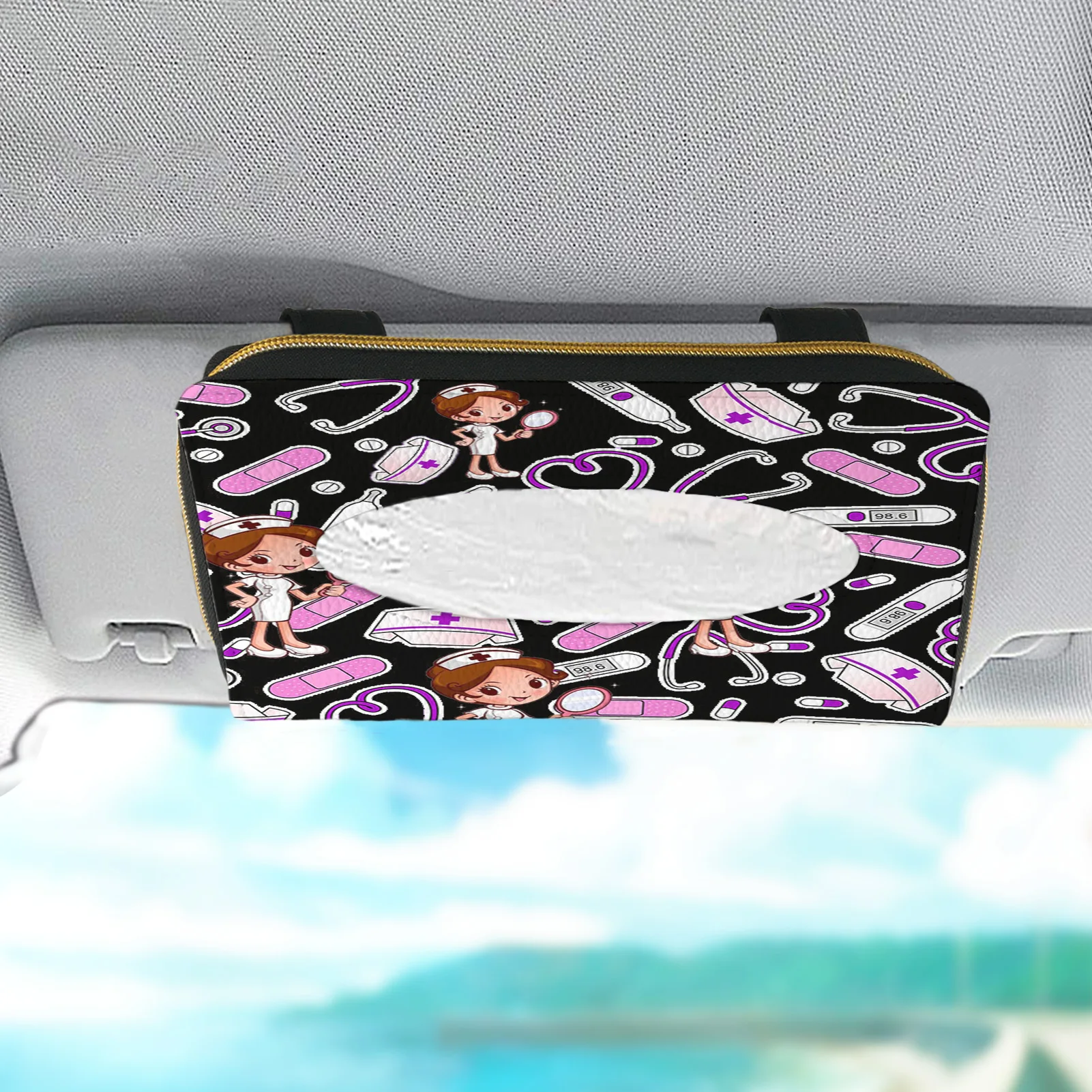 

Cartoon Nurse Seat Back Tissue Box Holder Auto Interior Storage Decoration Car Tissue Box Towel Sets Car Sun Visor Fashion Brand
