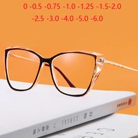 women anti blue rays cat eye prescription glasses for the nearsighted tr90 spring hinge transparent black frame 0 5 0 75 to 6