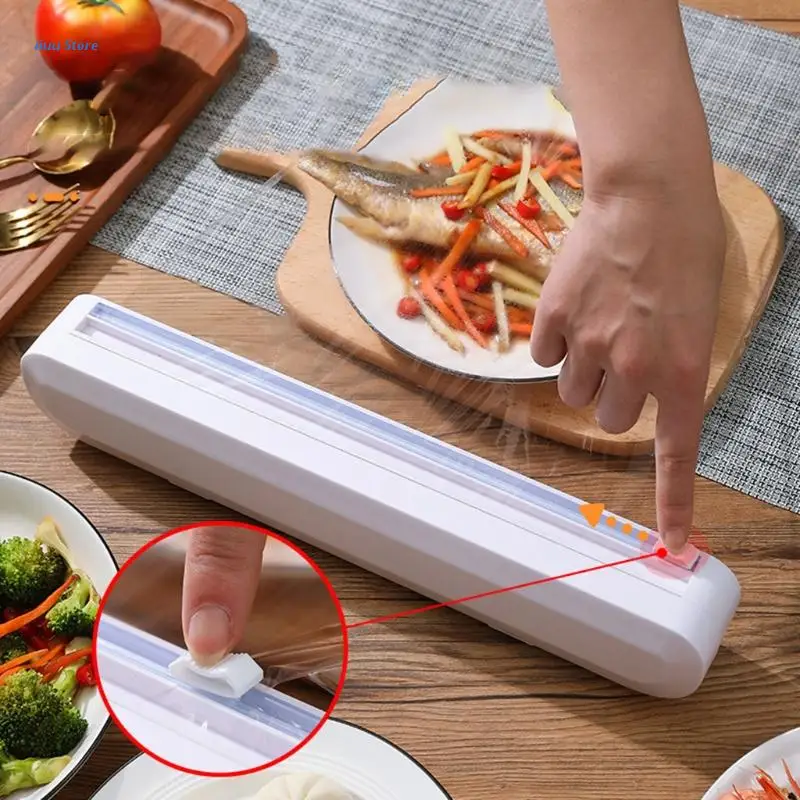 

L5YE Preservative Film Foil Wax Paper Cutter Plastic Wrap Dispenser Kitchen Gadget