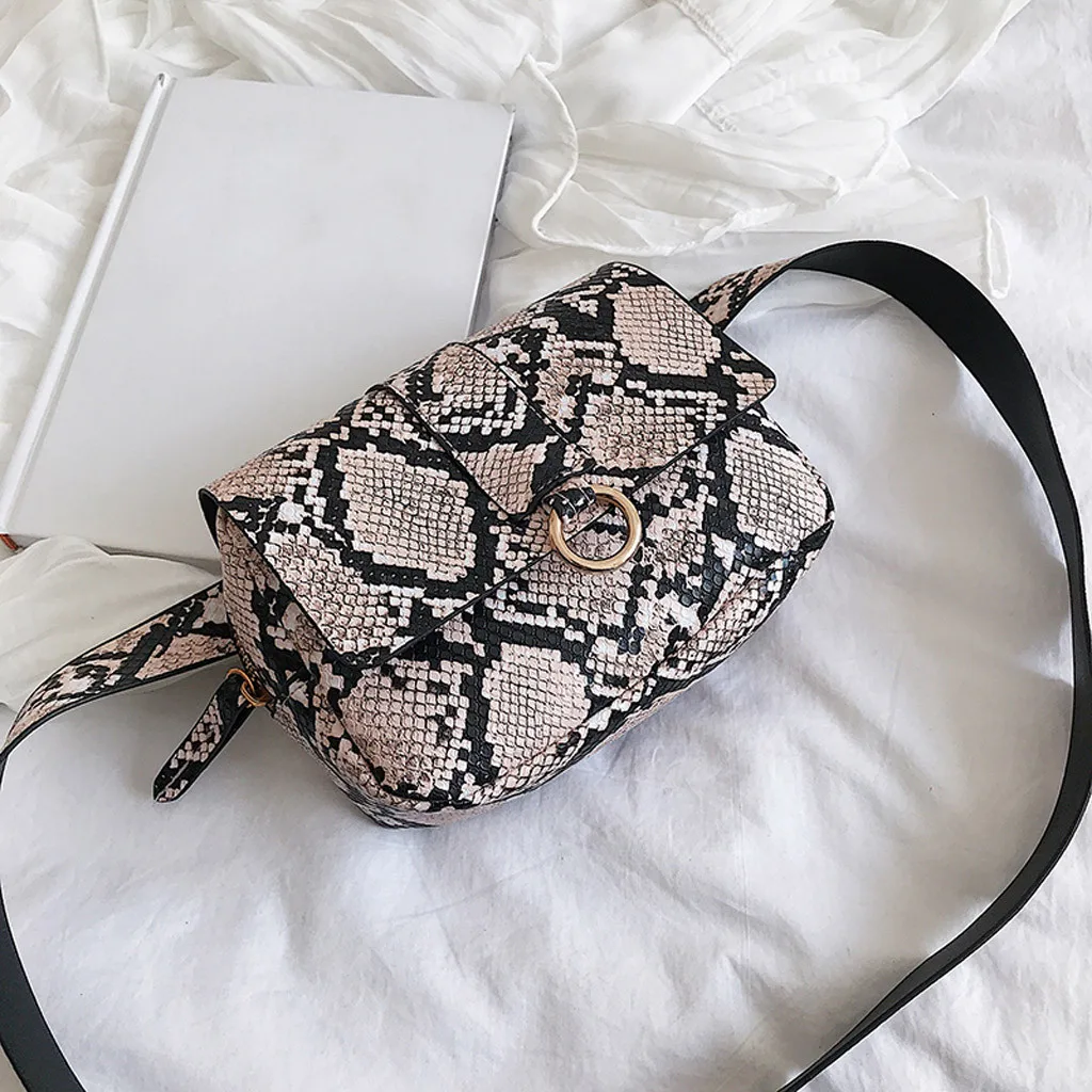 Женская сумка через плечо поясная с змеиным узором кожаный чехол для спорта на