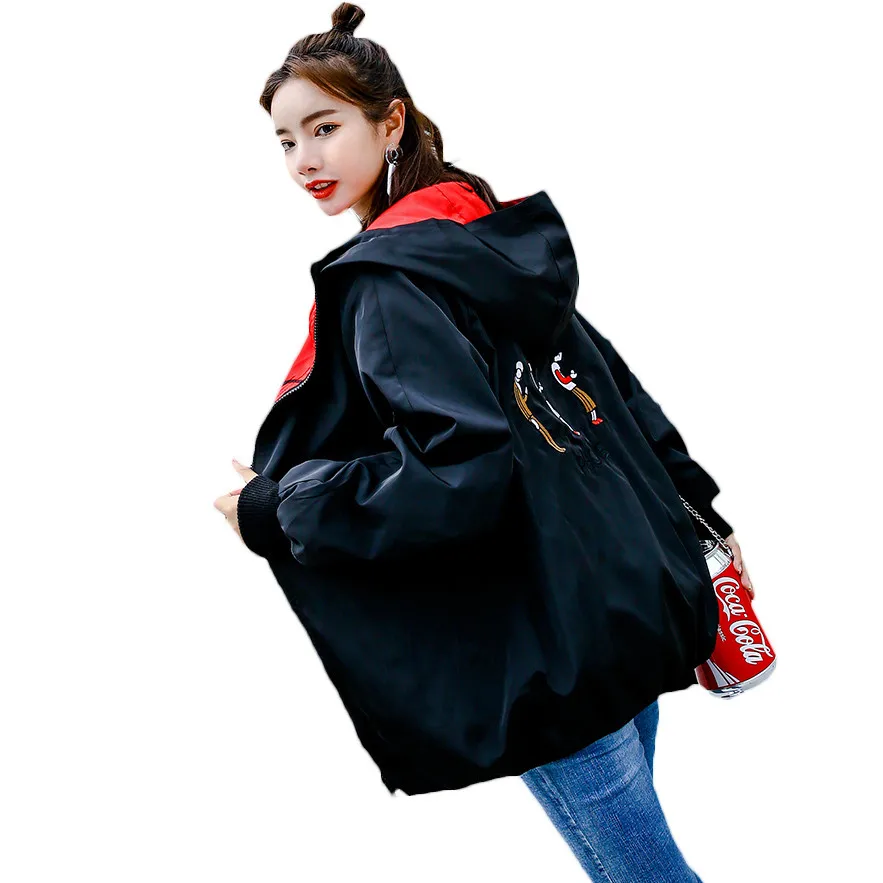

Double-faced Jacket Female Spring Autumn Coats 2021 new Korean Loose BF Short Hooded Baseball Uniform Clothes For Women V870