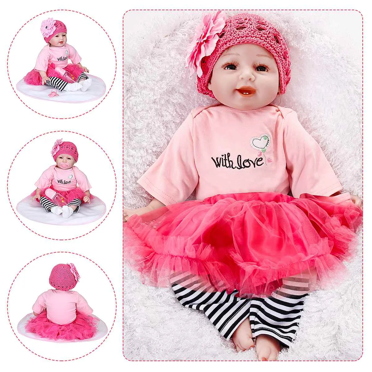 

New Toys 55cm Soft Dolls Surprises Gifts Baby Realistic Doll Vinyl Boneca Doll +Clothes