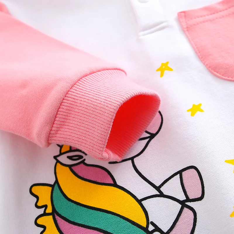 

0-24M Baby Clothes Newborn Romper Infant Warm Long Sleeve Hooded Jumpsuit Bebe Girls Rainbow Unicorn Christams Clothes
