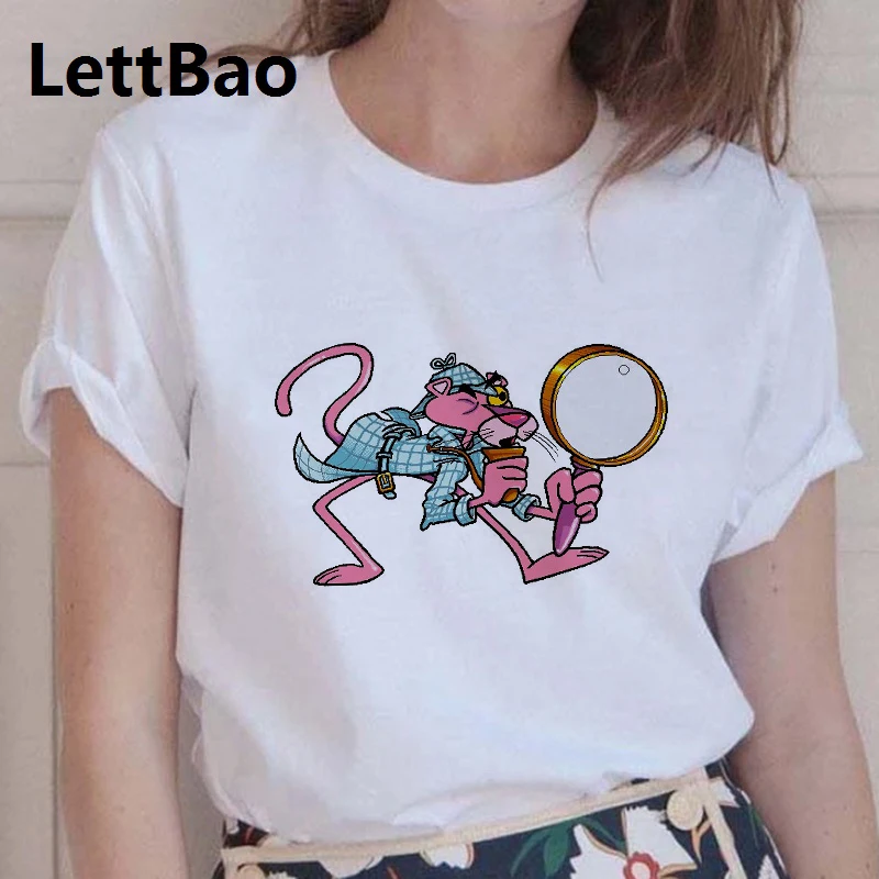 Футболка женская розовая рубашка пантера Эстетическая Harajuku модная одежда 2019
