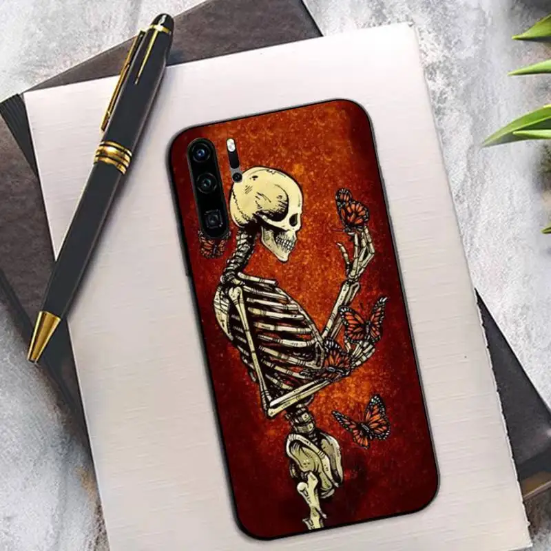 TOPLBPCS Grim Reaper Череп Скелет мягкий чехол для телефона huawei P8 P9 p10 p20 P30 P40 pro lite psmart